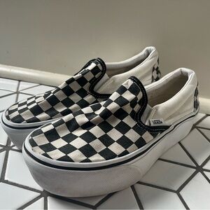 Checkered Slip On Platform Vans W6